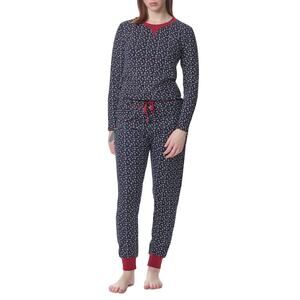 Tommy Hilfiger Women's 2-Pc. Printed Thermal Pajamas Set, Navy, Size XL 0112